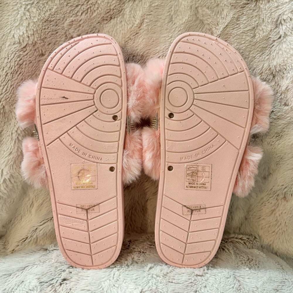 Furry Bling Pink Slippers Women’s Size 6 - Picture 4 of 4